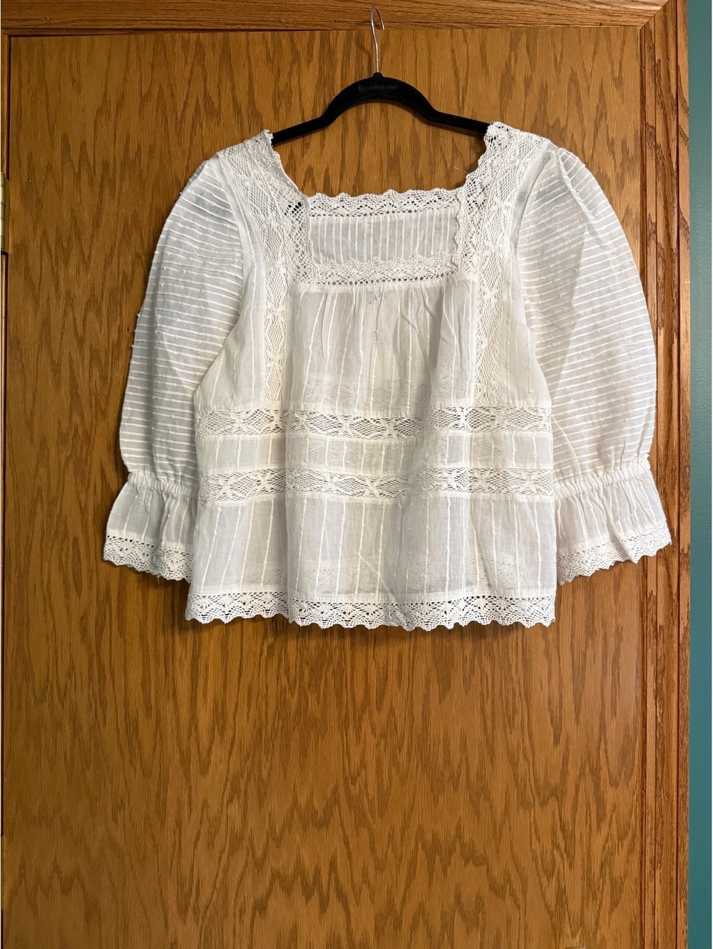 Jennifer & Grace White Crochet Lace Boho Blouse Size S 100% Cotton Cottagecore - Picture 3 of 5